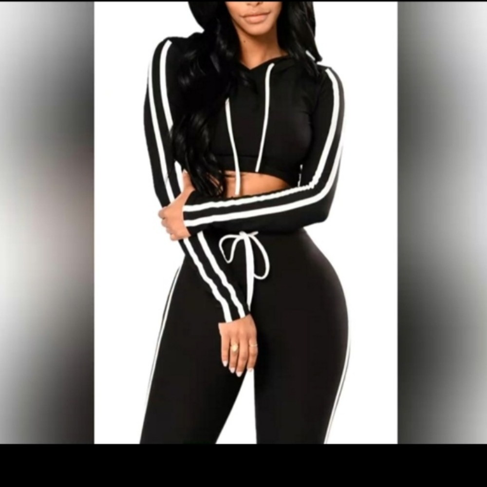 Pink Queen striped yoga pants, black, women's, fitted, medium, exercise pants